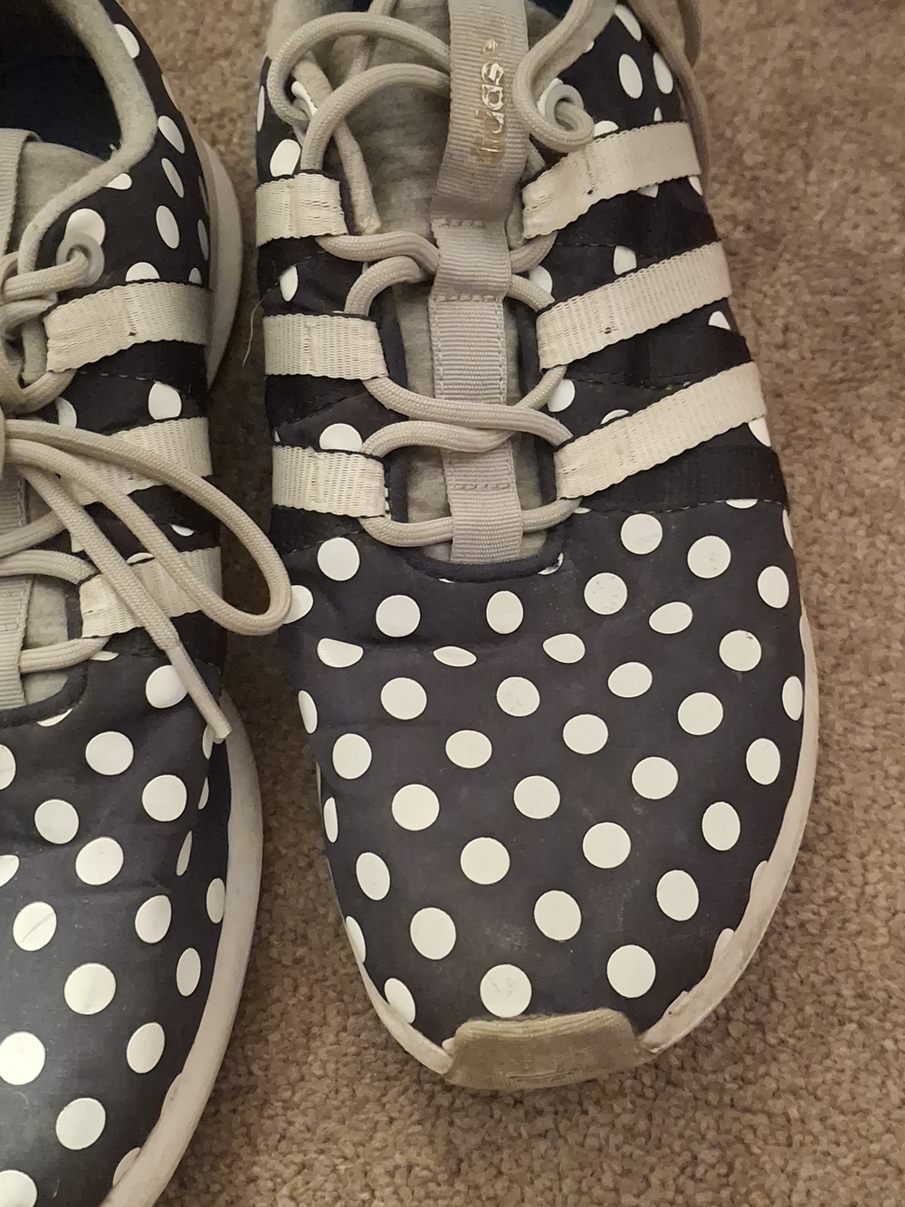 WomensPolka Dot Athletic Sneakers - Bluek/White Adidas